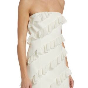 Cinq à Sept Cream Strapless Ninette Ruffle Dress
